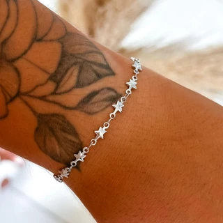 Pulseira corrente mini estrelas em aço inox ref 903
