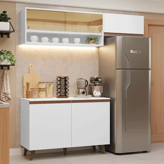 Armário de Cozinha Compacta 190cm Branco Reims Madesa 07 em Oferta na Shopee