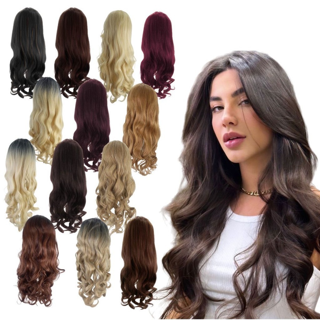 Peruca Wig Lisa Ondulada longa Fibra Orgânica 65cm