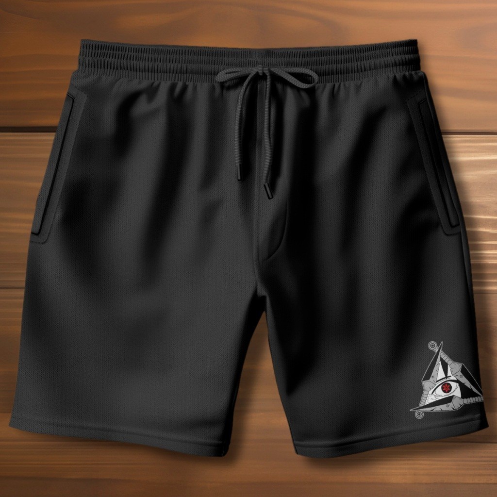 Bermuda Esportiva de Moletom Uchiha Sharingan Com Bolso Frontal Masculino BPJ2 IPJ2