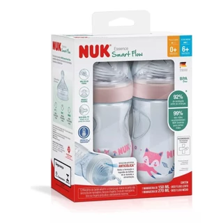 Kit 2 Mamadeiras Nuk Essence TC Smart Flow 150/270ml 0 a 18 meses
