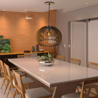 Lustre Luminária Teto Grande Pendente Bola De Madeira Decoração Sala De Jantar Cozinha Quarto