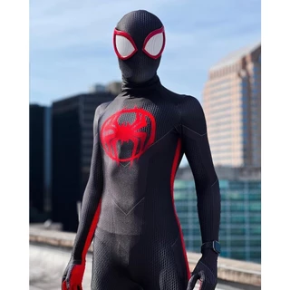 Homem-Aranha através Cosplay Costume Miles Morales Ilimitado Halloween Spandex Zentai Adulto NPTG