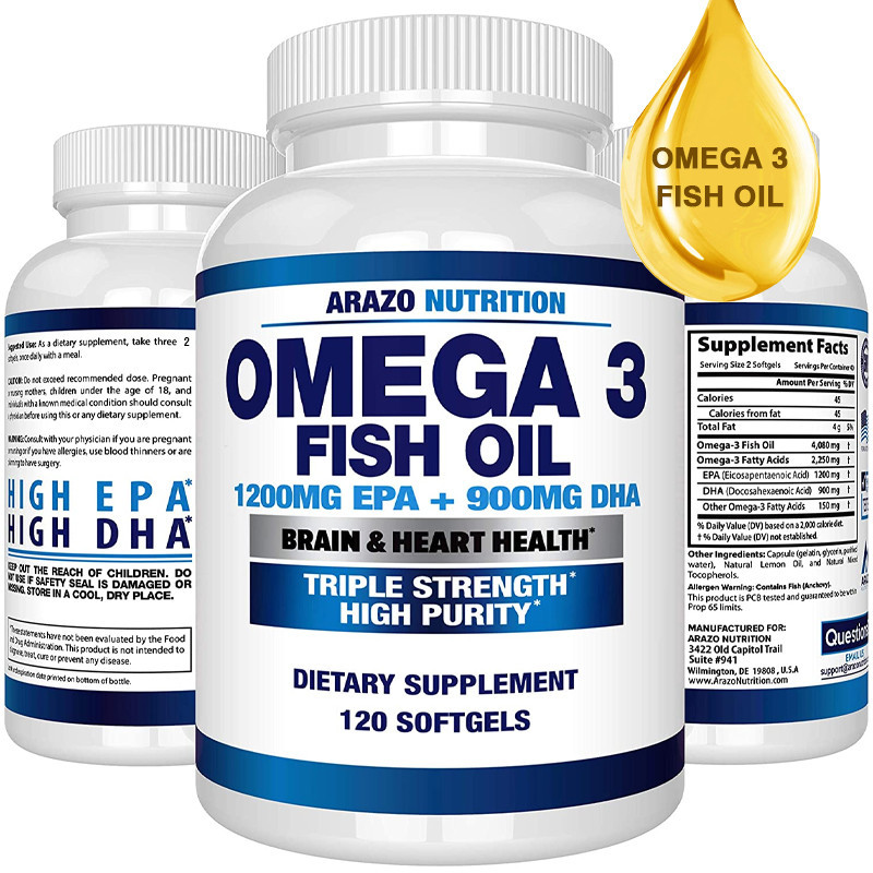 Óleo De Peixe Omega 3 De Alta Qualidade Importado Dos Estados Unidos 1200 mg EPA + 900 DHA-Saúde Cerebral E Do Coração