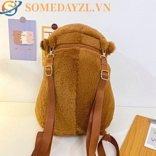 Somedaydayzl Mochila De Desenho Animado , Pelúcia Capybara De Grande Capacidade Ombro Para Estudantes Escolar Ao Ar Livre
