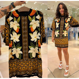 Vestido T-Shirt Lenço Floral Biribá