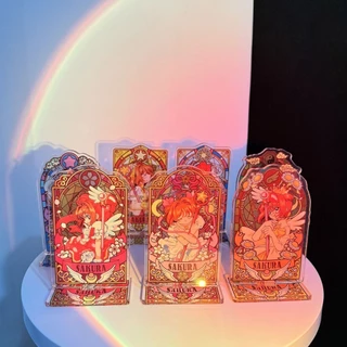 Card Captor Sakura Acrílico Suporte Kinomoto Li Syaoran Vitral Estilo Figura Exibição De Mesa Anime Bens Coleção Decoraç