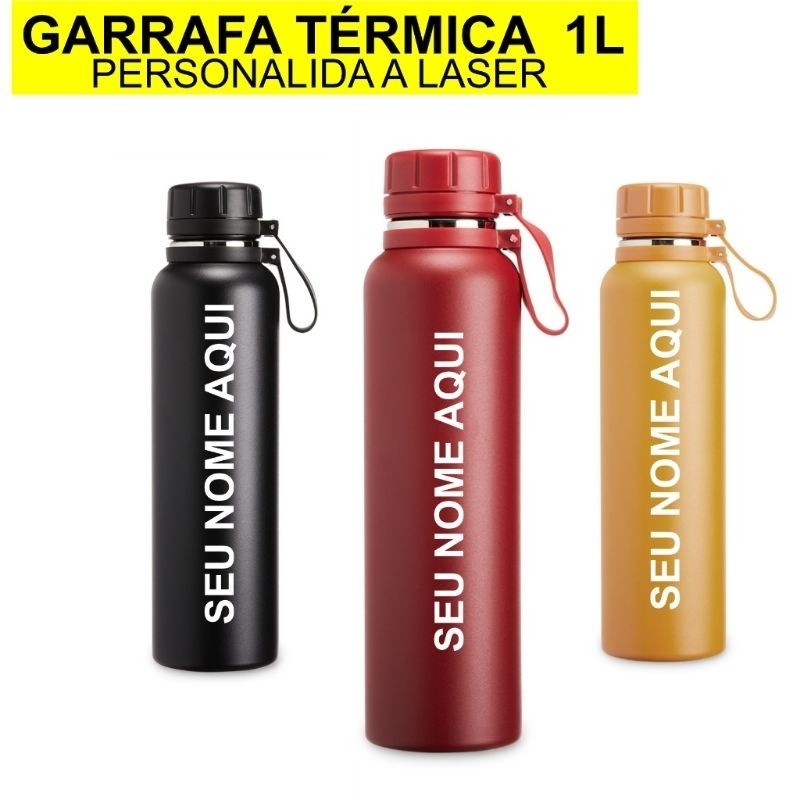 Garrafa Térmica 1litro Personalizada C/ Nomes Logos e símbolos | Shopee ...