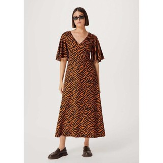 Vestido Midi Evasê Animal Print Hering