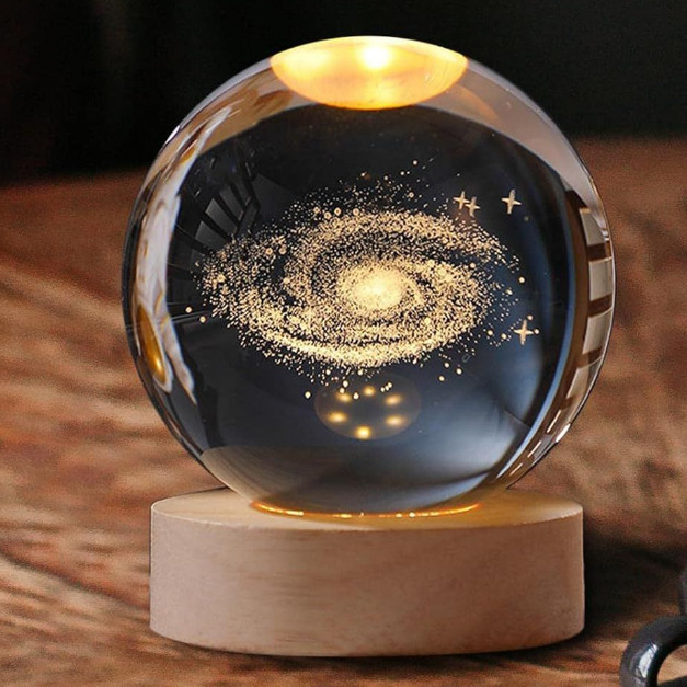 Luminária Para Quarto 3d Bola De Cristal Brilhantes USB Iluminarias