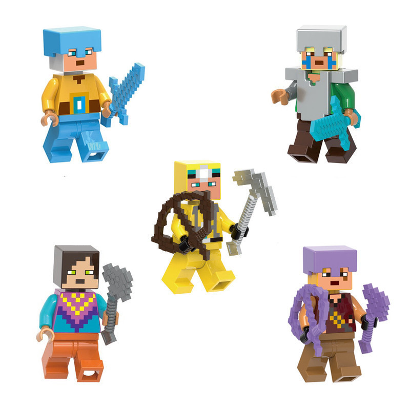 KIT 5 BONECOS MINECRAFT BLOCOS DE MONTAR | Shopee Brasil