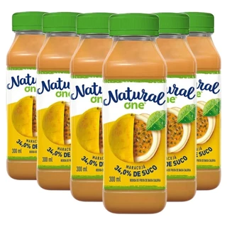 Kit c/ 6un Suco de Maracujá Maçã Ambiente NATURAL ONE 300ml