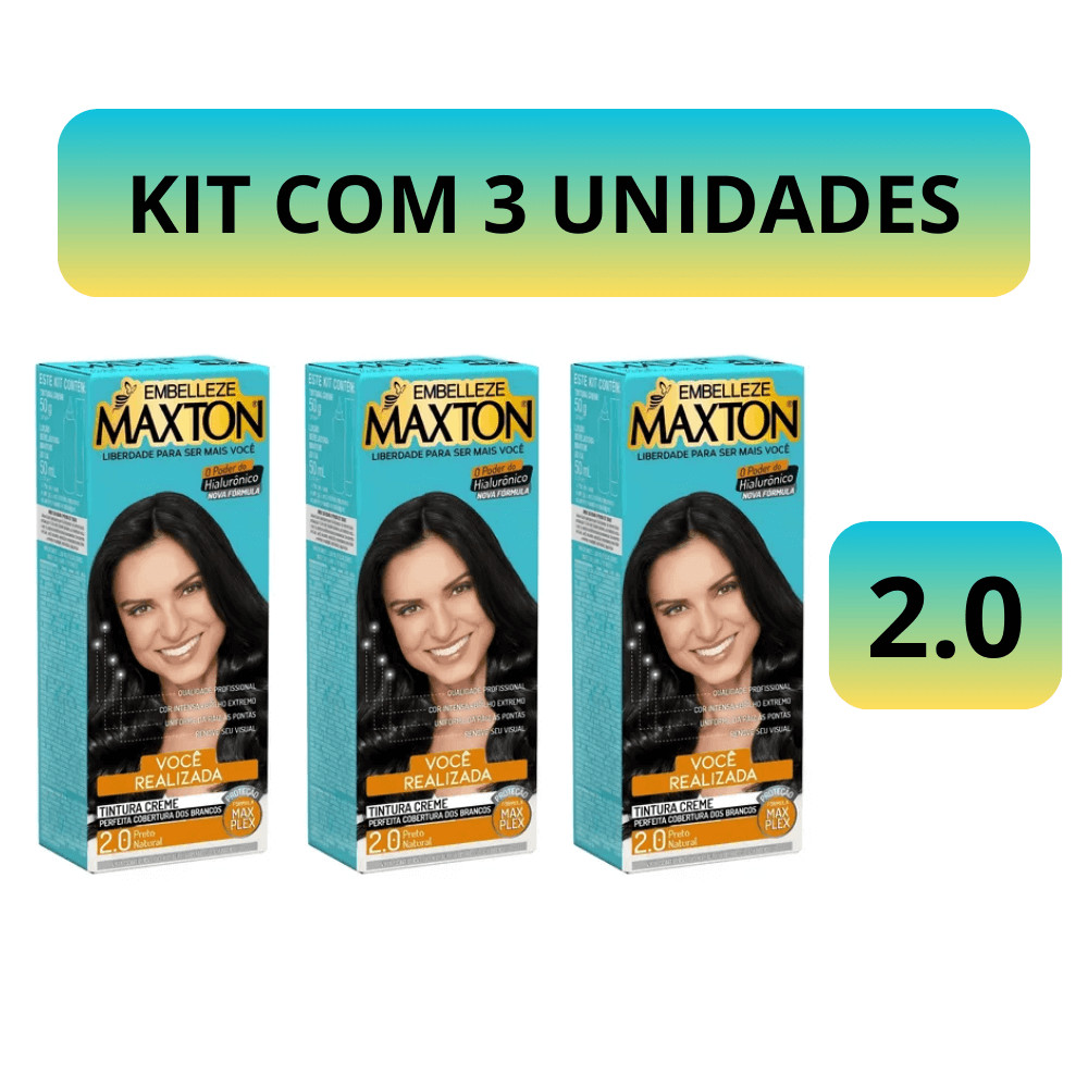 Kit Prático Tintura Creme Maxton 2.0 Preto Natural - Embelleze - Kit ...