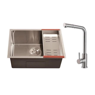 Cuba para Cozinha Terena 58 cm e Torneira Misturador Monocomando Extensível Gurupi Pingoo - Prata em Oferta na Shopee