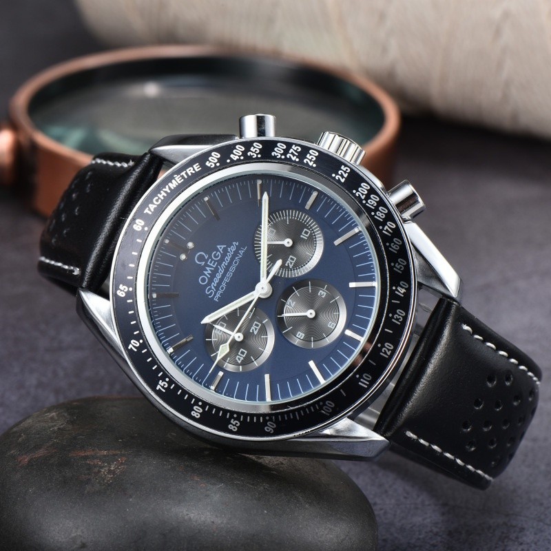 Marca Masculina Elegante Série Speedmaster Função Completa Seis Mãos De Alta Qualidade