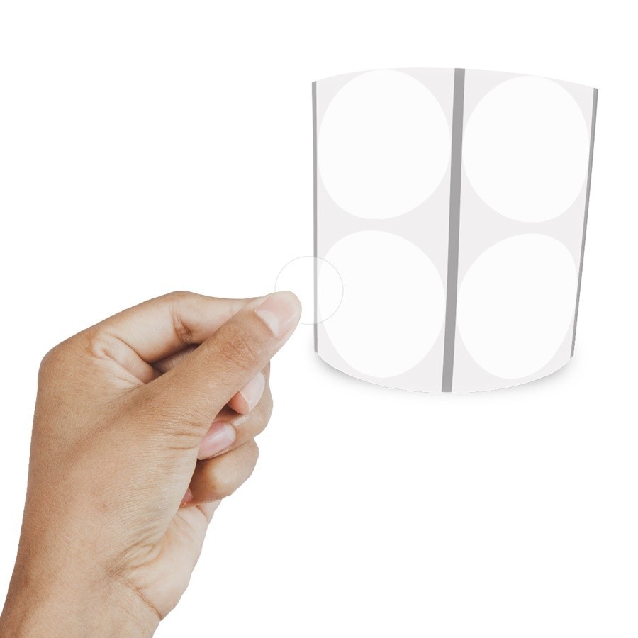 Etiqueta Adesiva Transparente 5cm Redonda com Tarja - Milheiro