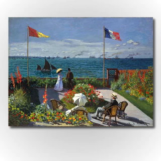 Quadro Decorativo Para Sala Grande Claude Monet Jardim em Sainte-Adresse Impressionismo em Tela Acetinada