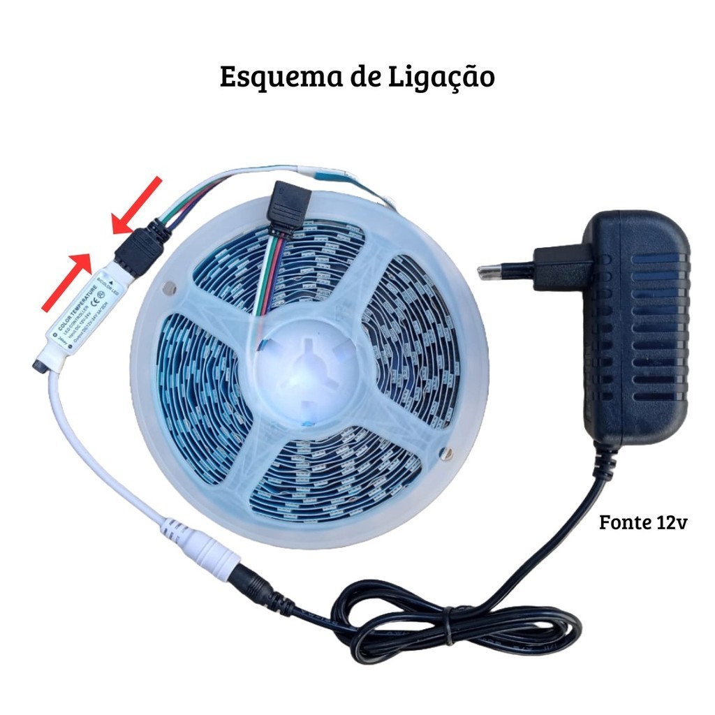 Fita De Led 5025 Dimerizável Com 3 Temperaturas Cores De Luz (Frio