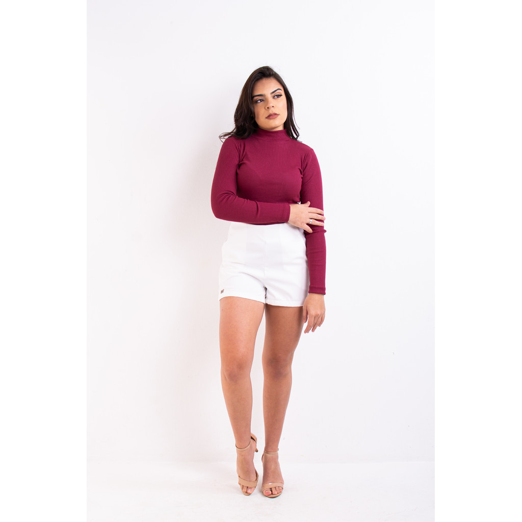 Blusa gola alta manga longa