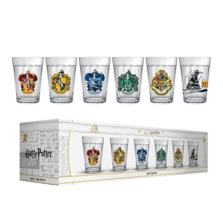 Kit Jogo Conjunto 6 Copos Americanos Harry Potter 190ml - Casas + Caixa para Presente