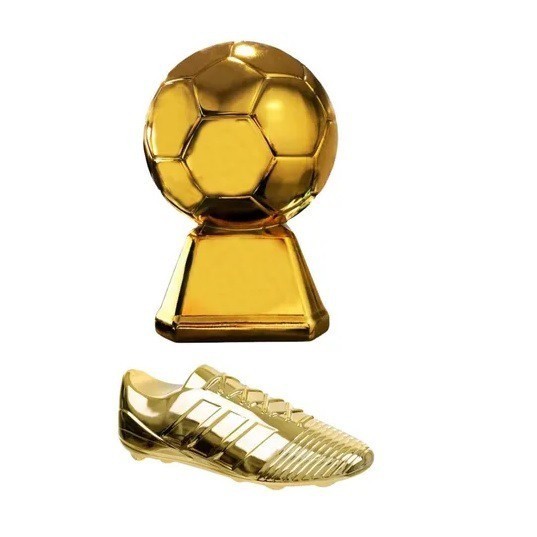 Kit Chuteira Acrílica Decorativa + Troféu Bola Decorativo