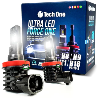 Kit Par Lâmpada Automotiva Ultra Led Force One 6000K 4100 Lúmens Encaixe Modelo H8 H9 H11 H16 Tech One