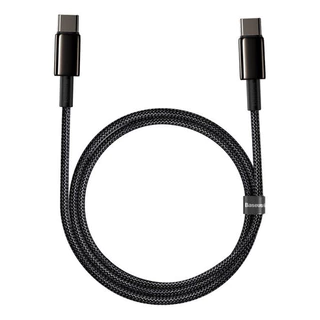 Baseus Cabo Turbo Tipo-C para Tipo-C Tungsten Gold 100W 1m Fio Trançado Alta Densidade Flexível
