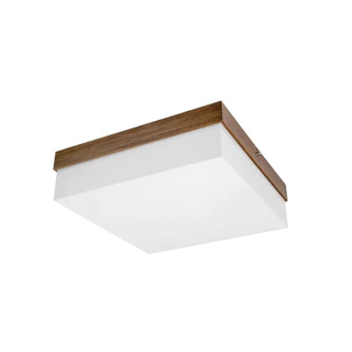 Luminária Plafon de Sobrepor Quadrado Acrílico 30x30 Com Madeira MDF