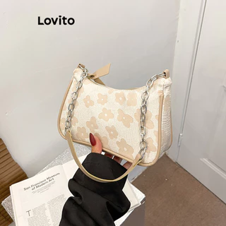 Lovito Pequena Bolsa de Ombro de Jacquard Floral Ditsy com Corrente e Zíper para Mulheres LFA17813