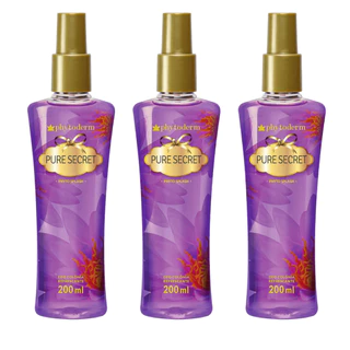 Kit com 3 Pure Secret Deo Colônia Phytoderm - Body Spray Feminino 200ml