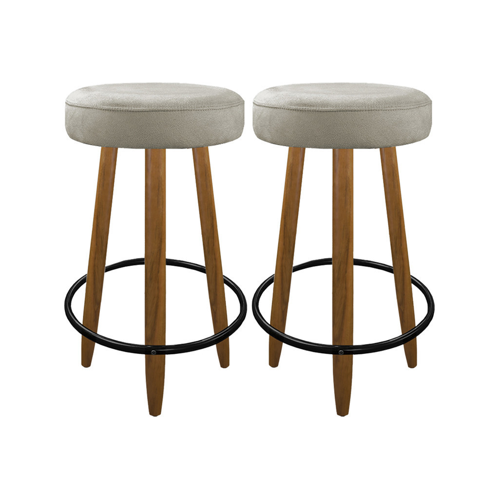 Kit 2 Banquetas Altas Madeira Industrial Cozinha Bar Assento