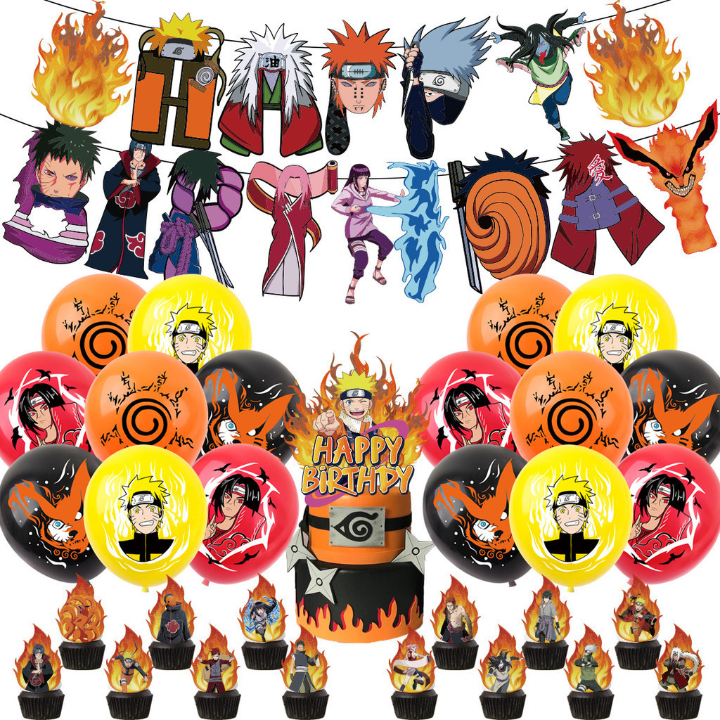 NARUTO Festa De Aniversário Decoração Sasuke Classic Cartoon Feliz Banner  Cake Presente Para Meninos E Meninas | Shopee Brasil