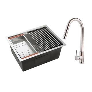 Cuba para Cozinha Gourmet com Acessórios Aruá e Torneira para Cozinha Misturador Monocomando Iriri Pingoo - Prata em Oferta na Shopee
