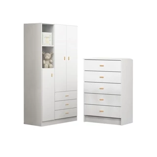 Conjunto Guarda Roupa + Comoda Ditália BB-322+BB-120 Branco