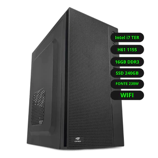 Computador CPU Intel Core i7 Terceira Geração Placa Mãe H61 Memória Ram 16GB DDR3 SSD 240GB Wifi Fonte 230w Bivolt