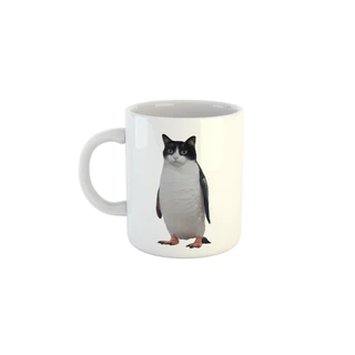 Caneca Fusão Engraçada Gato + pinguim