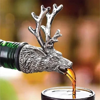 2024 Novo Distribuidor Para Vinho Jagermeister Zinco Liga De Elk Lion Head Mouth Wine Pourer Wines Extrator De Vinhos Descarregador De Prata Acessórios De Barra