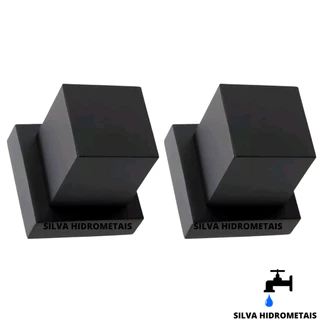 Kit 2 Acabamento Registro Pressão Quadrado ABS Preto Padrão Deca