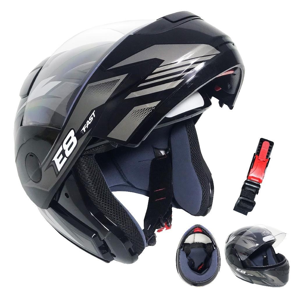 Capacete Moto Ebf Feminino E08 Fast Preto Prata Tamanho 58