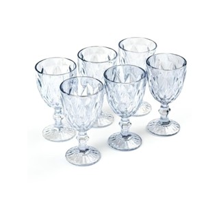 Jogo de 6 Taças Diamond 340ML Vidro Diamante Transparente Água Drink Suco Bebida Coquetel Bico de Jaca Abacaxi