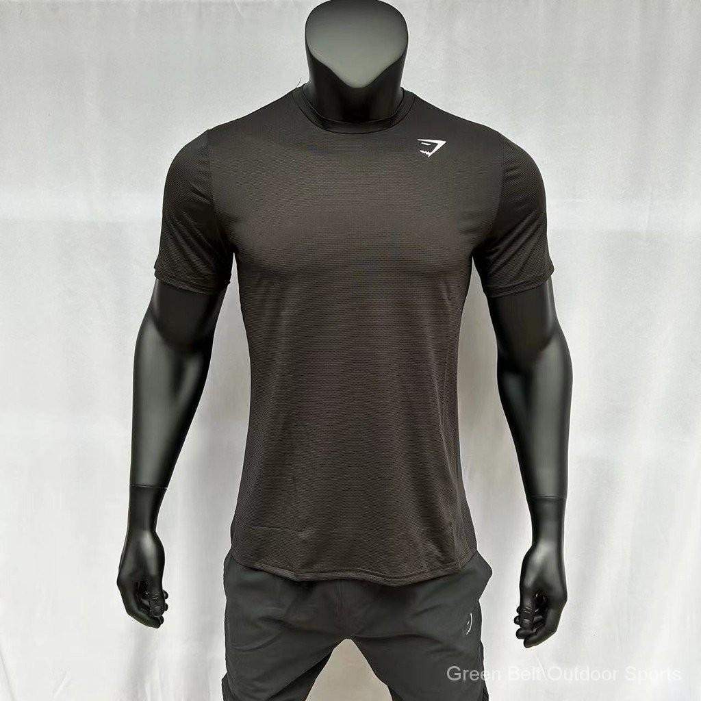 Exercício de secagem rápida Fitness de manga curta masculino roupas de  treinamento elásticas com gola redonda T-shirt gymshark arrival Shark  Sports