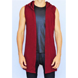 Colete Masculino JotaVê Long Line Bordô com Capuz
