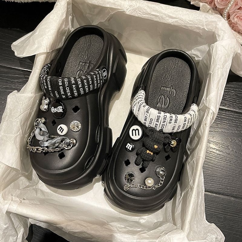 2023 Summer New Fashion Croc Platform Mulheres Tamanho Sandálias De Calcanhar Grosso Combinações Estilo Praia Ao Ar Livre