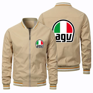 Retro Men's AGV Printing Fashion Frontiers 2024 Spring Trendy Jackets Com Zipper Manga Longa Casacos Pilotos Grandes E Confortáveis