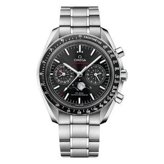 Omega_ Original Super Series Aço Inoxidável Superfície Preta Data Fase Da Lua Display Relógio Masculino Automático