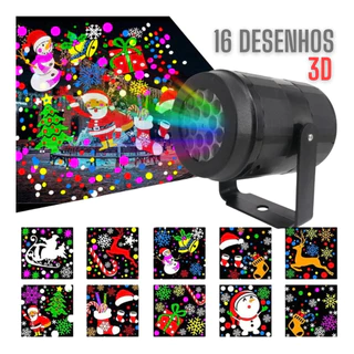 Projetor Natalino Led Natal 16 Desenhos 3d Laser Decoracao Papai Noel