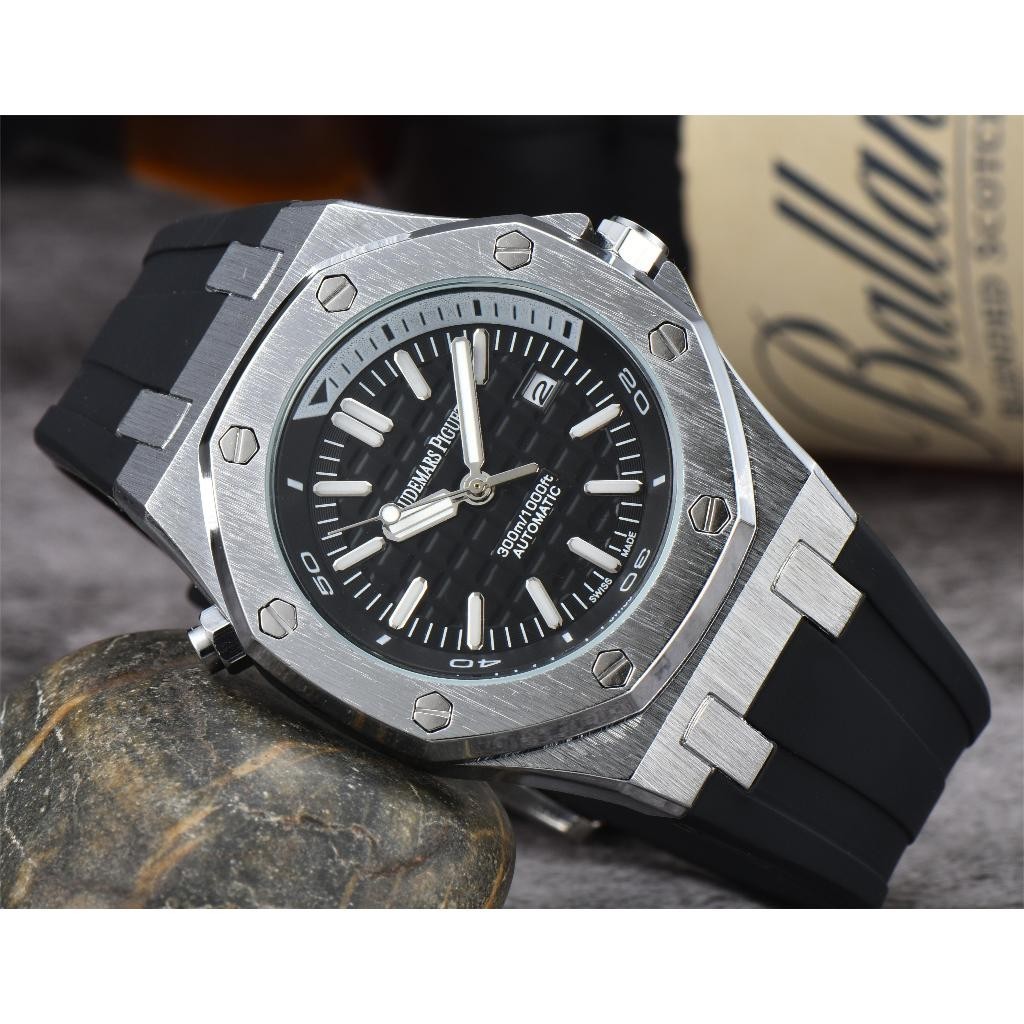 Audemars PIGUET Caixa De Aço Inoxidável Pulseira De Borracha Elegante ...