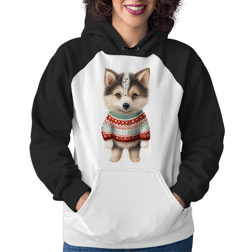 Moletom Feminino Cachorro Husky Siberiano Natalino Blusa Fri