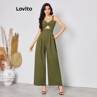 Lovito Macacão Simples com Recortes para Mulheres LBL08192