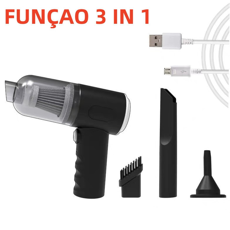 Aspirador De Pó 3 IN 1 Usb Portátil Completo Linha Premium Carro E Casa